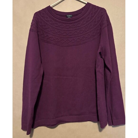 Talbots Sweaters - Talbots Women Crew Neck Diamond Cable Knit Sweater XL Purple Long Sleeve